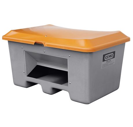 CEMO GFK Streugutbehälter PLUS3, 400 l, grau/orange - 10572